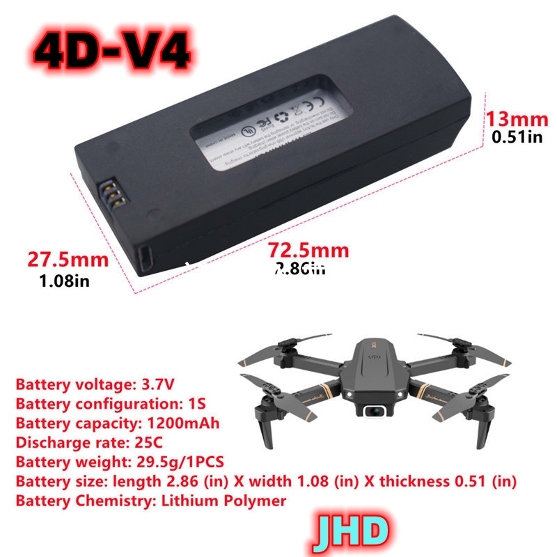 JHD Bateria 4DRC V4 배터리 3.7V 1 - Drone Rc V4 리뷰 및 가격